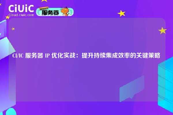 CI/IC 服务器 IP 优化实战：提升持续集成效率的关键策略