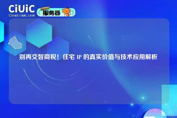 别再交智商税！住宅 IP 的真实价值与技术应用解析