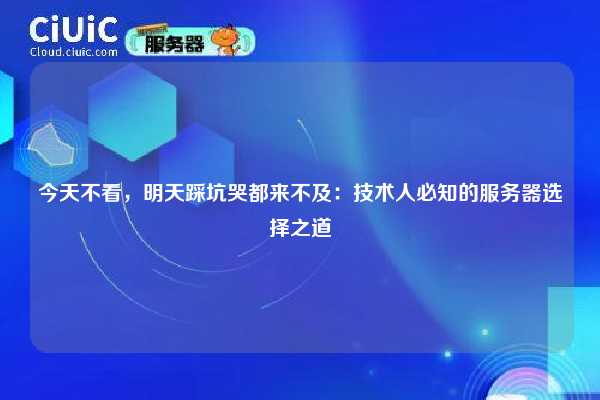 今天不看，明天踩坑哭都来不及：技术人必知的服务器选择之道