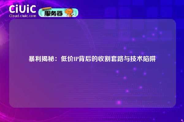 暴利揭秘：低价IP背后的收割套路与技术陷阱