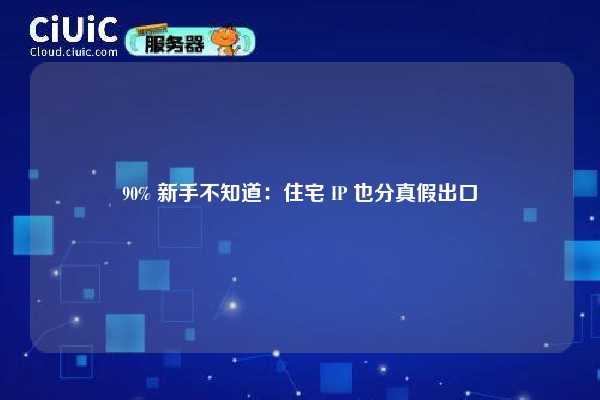 90% 新手不知道：住宅 IP 也分真假出口