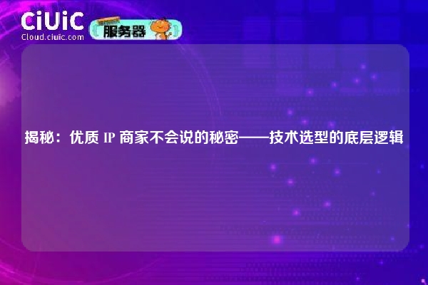 揭秘：优质 IP 商家不会说的秘密——技术选型的底层逻辑